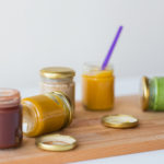 Vegetable or fruit puree or baby food in jars