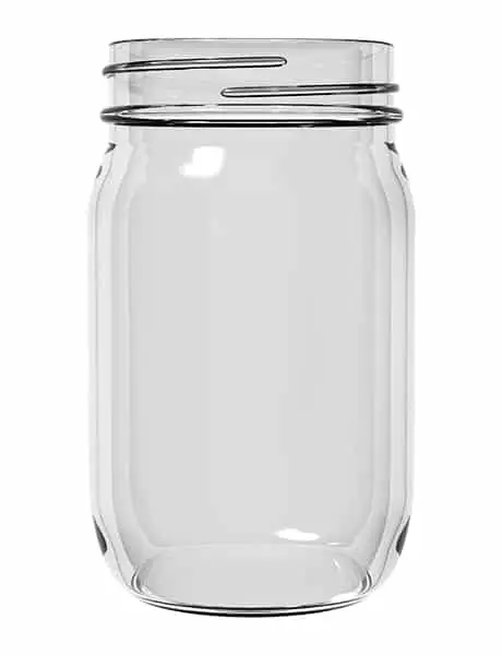 A close up of a jar on a white background