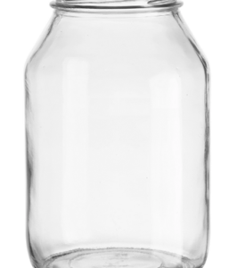 A glass jar with a white background