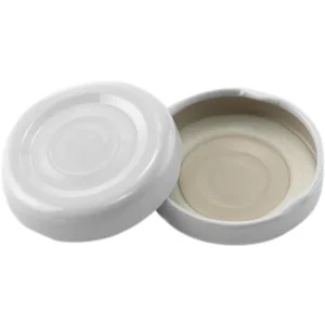 A white lid and bottom of a container.